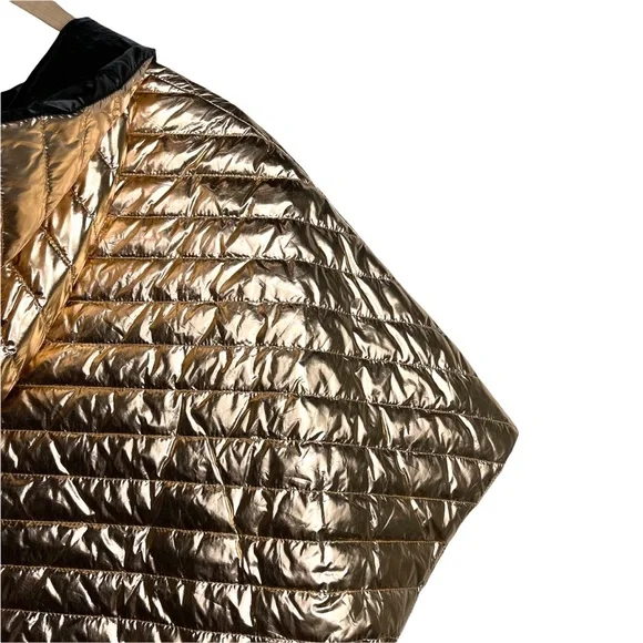 THINK ROYLN Heroine Quilted Down Filled Poncho in Rose Gold Metallic - Picture 11 of 15
